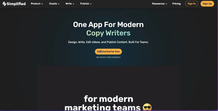 EXAMPLE OF A clear CTA from Simplified